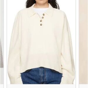 UEC LouLou Studio cream sweater size small Beige Cashmere Saziley Polo
